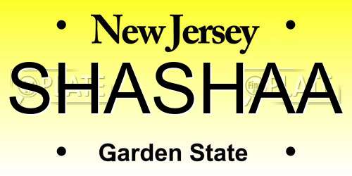 SHASHAA New Jersey License Plate
