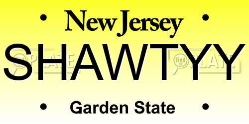 SHAWTYY New Jersey License Plate