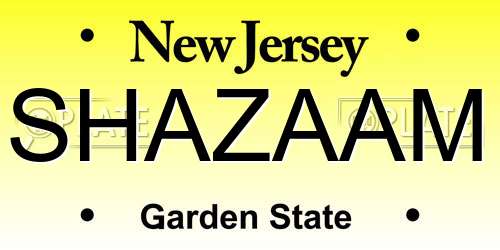 SHAZAAM New Jersey License Plate