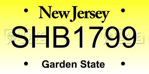 SHB1799 New Jersey License Plate