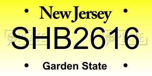 SHB2616 New Jersey License Plate