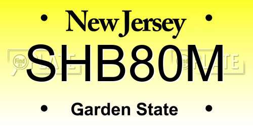 SHB80M New Jersey License Plate