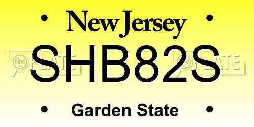 SHB82S New Jersey License Plate