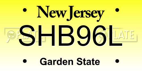 SHB96L New Jersey License Plate