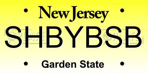 SHBYBSB New Jersey License Plate
