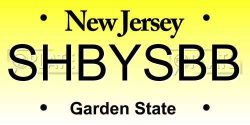 SHBYSBB New Jersey License Plate