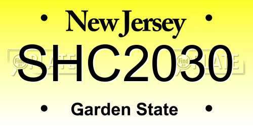 SHC2030 New Jersey License Plate