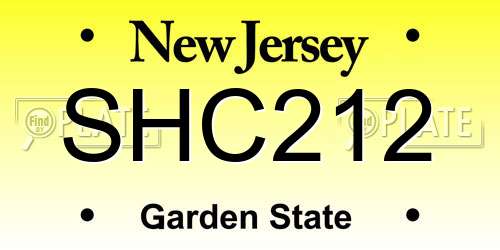 SHC212 New Jersey License Plate