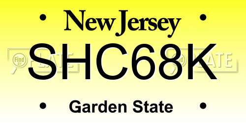 SHC68K New Jersey License Plate