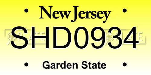 SHD0934 New Jersey License Plate
