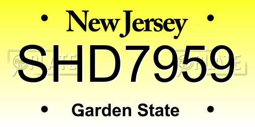 SHD7959 New Jersey License Plate