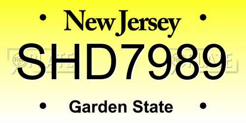 SHD7989 New Jersey License Plate