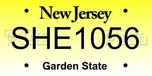SHE1056 New Jersey License Plate