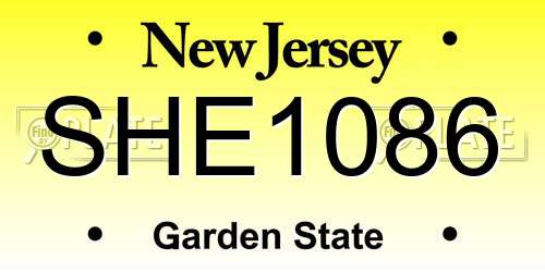SHE1086 New Jersey License Plate