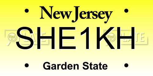 SHE1KH New Jersey License Plate