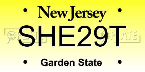 SHE29T New Jersey License Plate