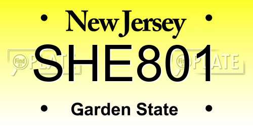 SHE801 New Jersey License Plate