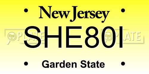 SHE80I New Jersey License Plate