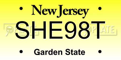 SHE98T New Jersey License Plate