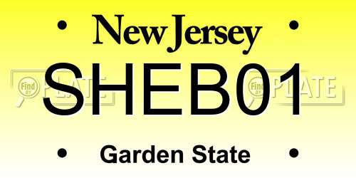 SHEB01 New Jersey License Plate