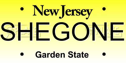 SHEGONE New Jersey License Plate