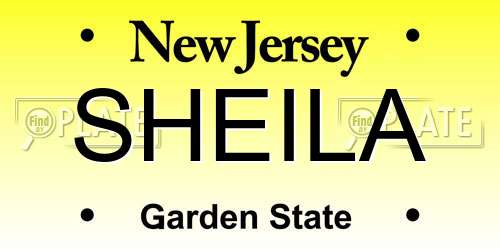 SHEILA New Jersey License Plate