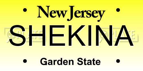 SHEKINA New Jersey License Plate