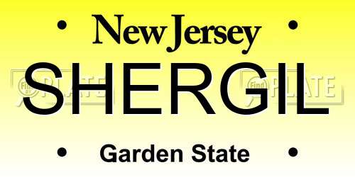 SHERGIL New Jersey License Plate
