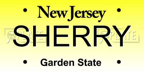 SHERRY New Jersey License Plate