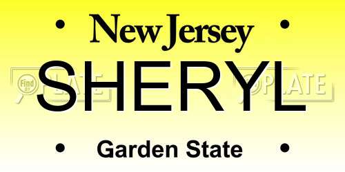 SHERYL New Jersey License Plate