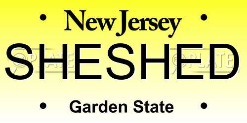 SHESHED New Jersey License Plate