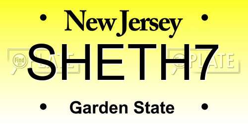 SHETH7 New Jersey License Plate