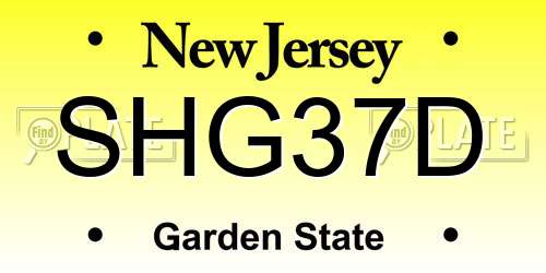 SHG37D New Jersey License Plate