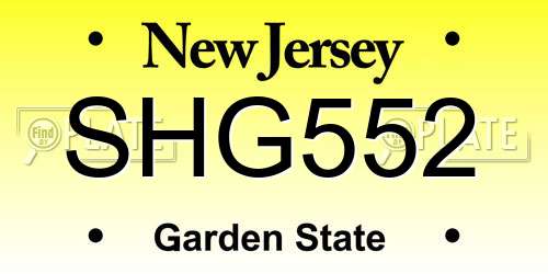 SHG552 New Jersey License Plate