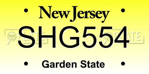 SHG554 New Jersey License Plate