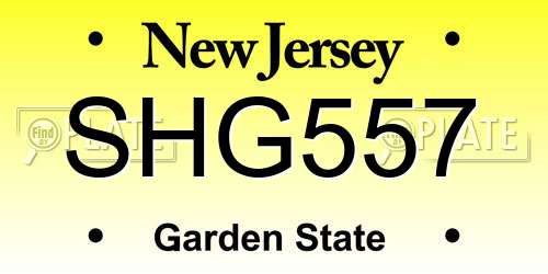 SHG557 New Jersey License Plate
