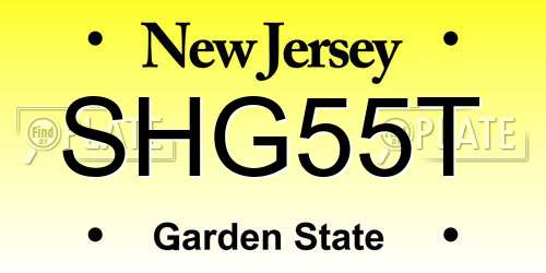 SHG55T New Jersey License Plate