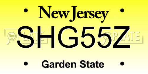 SHG55Z New Jersey License Plate