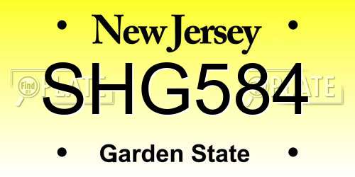 SHG584 New Jersey License Plate