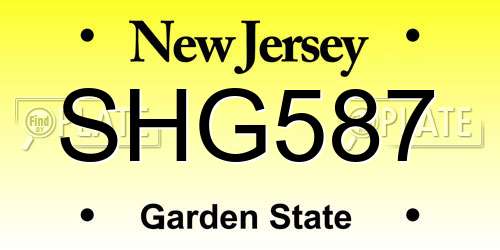 SHG587 New Jersey License Plate