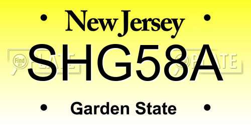 SHG58A New Jersey License Plate