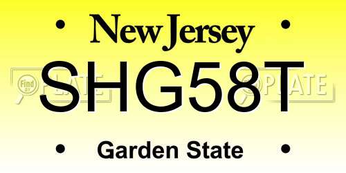 SHG58T New Jersey License Plate
