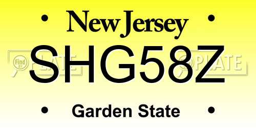 SHG58Z New Jersey License Plate