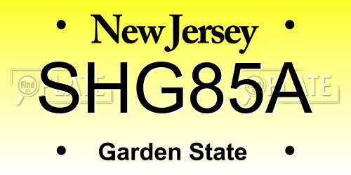 SHG85A New Jersey License Plate