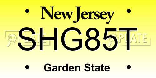 SHG85T New Jersey License Plate