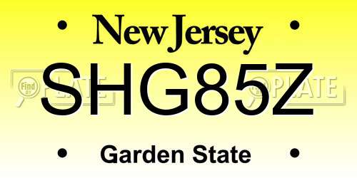 SHG85Z New Jersey License Plate