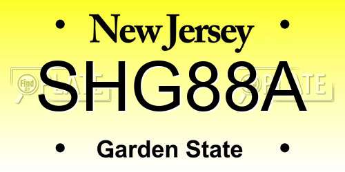 SHG88A New Jersey License Plate