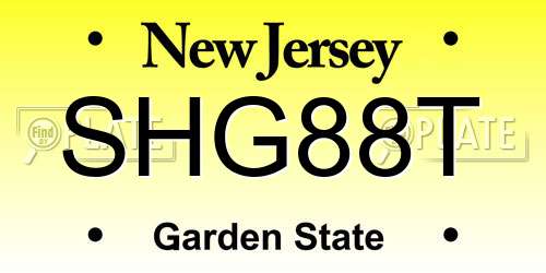 SHG88T New Jersey License Plate