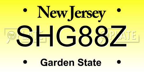 SHG88Z New Jersey License Plate
