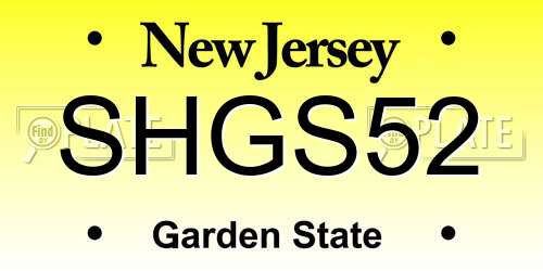 SHGS52 New Jersey License Plate